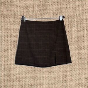 Brown Plaid Mini Skirt
